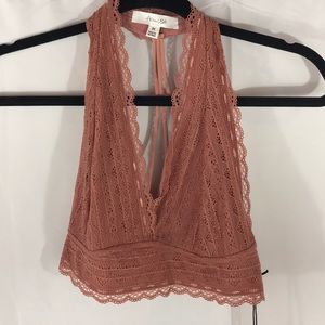 Halter Neck Back Strap Lace Bralette